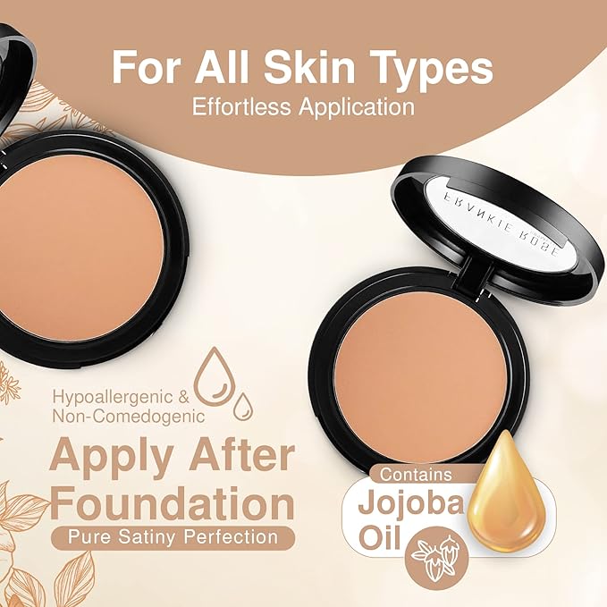 Frankie Rose Cosmetics Powder Foundation – Full Coverage Face Powder For Pores & Imperfections, Evens Out Skin Tone & Shine-Control | 58 Grams (Honey)-BrightBean Baby