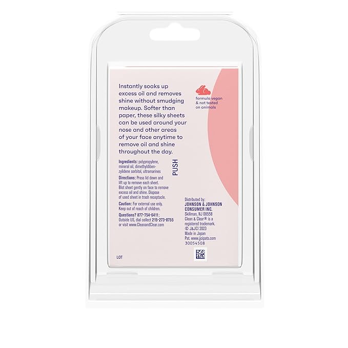 Clean & Clear Oil Absorbing Facial Sheets, Portable Blotting Papers for Face & Nose, Absorbing Blotting Sheets for Oily Skin to Instantly Remove Excess Oil & Shine, 3 x 50 ct-BrightBean Baby