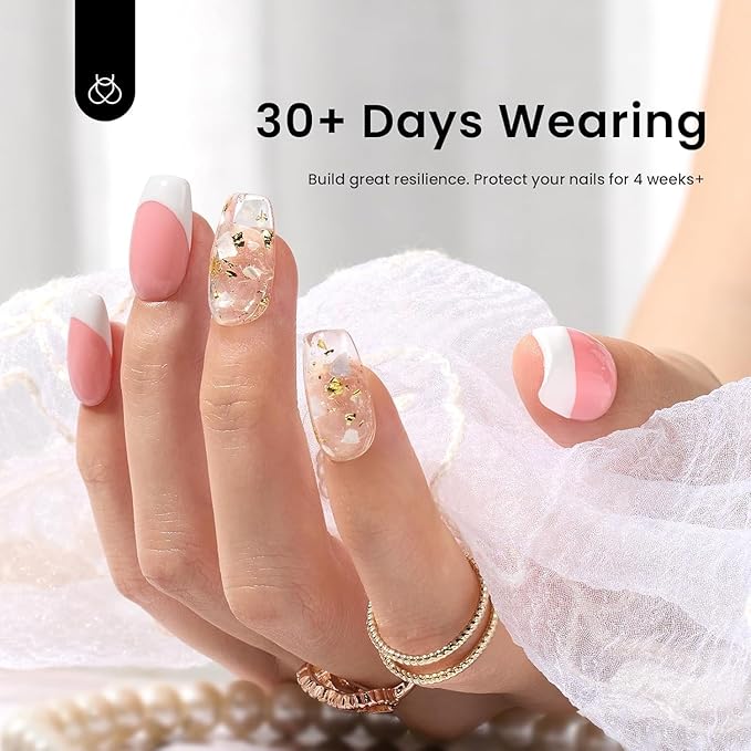 Beetles Builder Gel for Nails 0.51 OZ 8 in 1 Clear Nail Builder Strengthener Gel Enhancement Nail Gel Building Nail Apex for Beginners & DIY Salon Manicure-BrightBean Baby