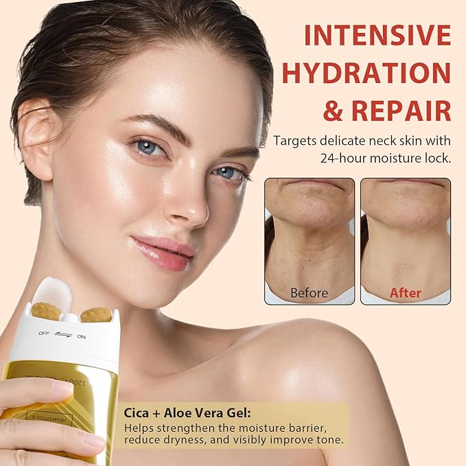 AH-8 Firming Neck Cream with Roller - Neck and Chest Firming Cream to Lift, Tighten & Smooth Sagging Skin, Reduce Wrinkles & Hydrate for Youthful Neck, 4.23 Fl Oz-BrightBean Baby