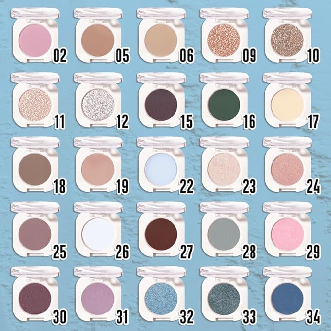 Sky Blue Single Metallic Shimmer Eyeshadow Makeup, Neutral Powde Eye Shadow for Women, Sky Blue Metallic Glitter Singles Eyeshadow Palette Pigmented Waterproof, Girls Monochrome Eyeshadows Gift-BrightBean Baby