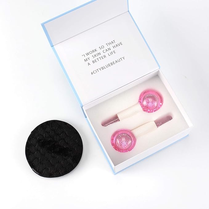 Facial Ice beauty ball- 2PC Globes Pink Facial Roller for Cold or Hot Skin Massagers Globe Durable Quartz Glass for Face and Eye Rollers Reduce Puffiness-BrightBean Baby
