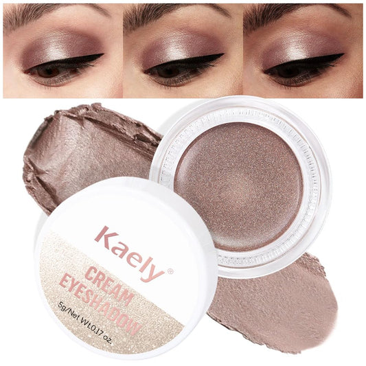 Kaely Single Cream Eyeshadow Pot, Caramel Metallic Eye Shadow for Older Women High Pigmented Waterproof, Natural Eyeshadow Palette Makeup Brightener, sombras en crema para ojos, Blendable, 710-BrightBean Baby