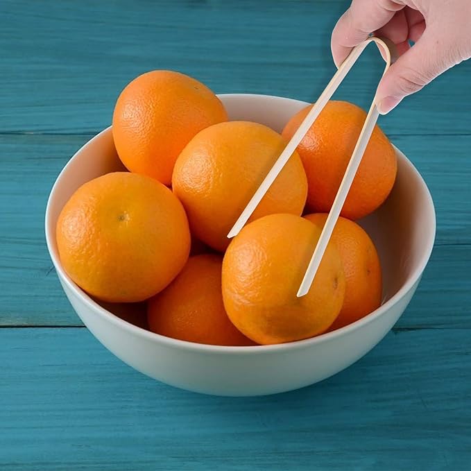 100 PCS Mini Bamboo Tongs 4 Inch Disposable Small Wooden Toaster Tongs Large Cooking Utensils Catering Buffet Long Toast Tong for Toasts Bread Pickles Tea Home Use