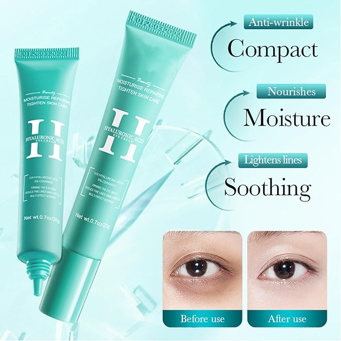 2 PCS Hyaluronic Acid Repair Eye Cream for Dark Circles,Bags Under and Puffiness,Eye Wrinkle Firming Cream Moisturise Repairing Thghten Eye Skin Care-BrightBean Baby