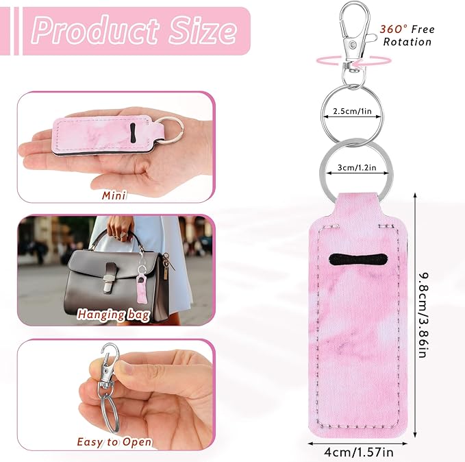 4Pcs Chapstick Holder Keychain, Lip Balm Sleeve Pouch, Chapstick Holder With Clip, Lip Balm Holder, Stocking Stuffers Gift for Women(Pink, Gray, Purple, Blue)-BrightBean Baby