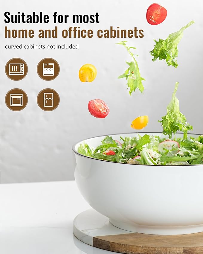 Salad Bowls, 120 OZ(10") Large Serving Bowls Set of 2, Ceramic White Serving Bowls for Salad, Soup, Pasta and Dinner, Large Porcelain Bowl Set for Entertaining with Black on the Rim