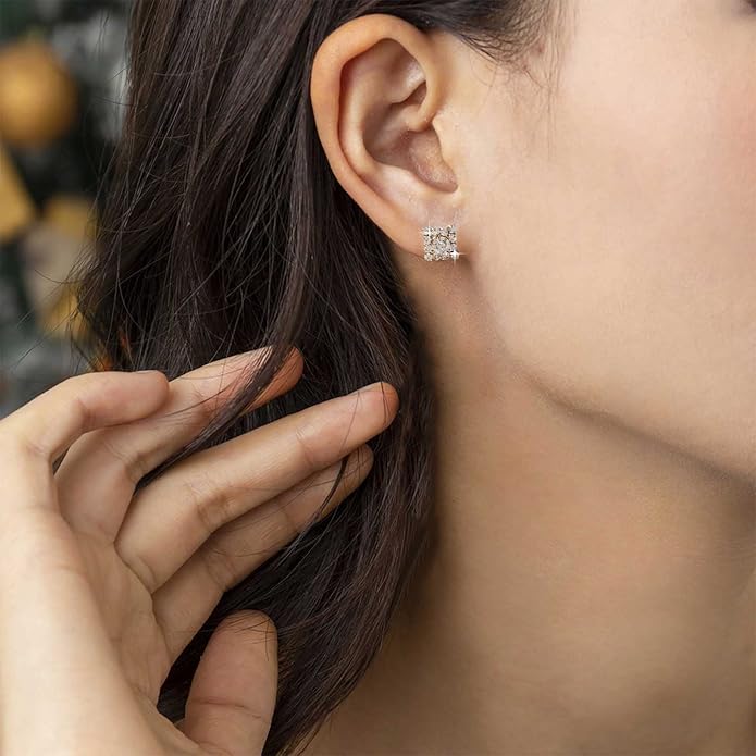 Vintage Crystal Square Earrings Rhinestone Square Stud Earrings Gold Cz Square Earrings Geometric Square Earrings Jewelry for Women-BrightBean Baby