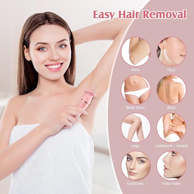 Trimmer Women, 4 in 1 Electric Razor for Women, Facial Shavers for Women, Portable Travel Womens Electric Razor for Face Beard Eyebrow Leg Arm Bikini Armpit Pubic Hair, Pink-BrightBean Baby