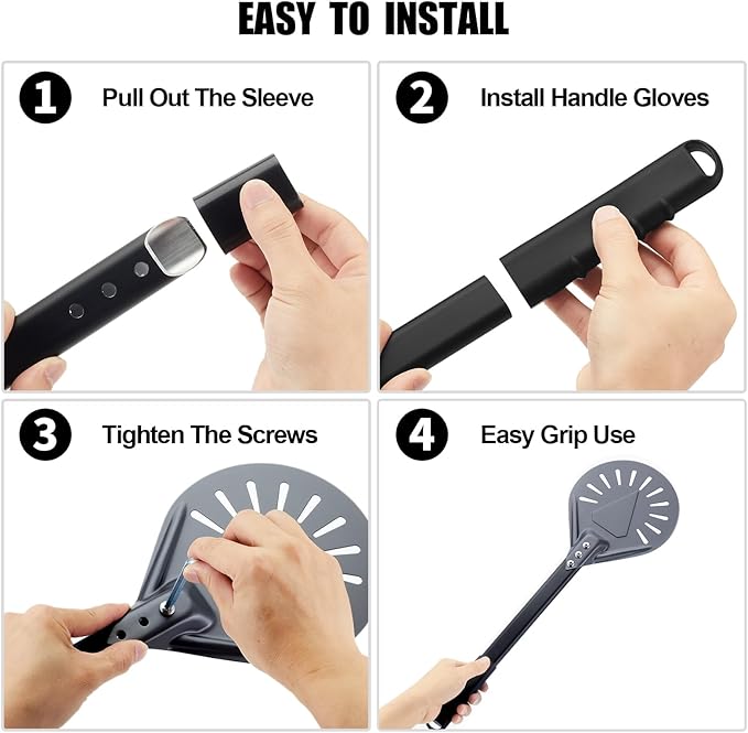 Pizza Turning Peel 7 Inch Round Anodized Aluminum Perforated Pizza Peel Turner With Metal Handle Pizza Paddle Spinner For Outdoor Pizza Oven Accessories