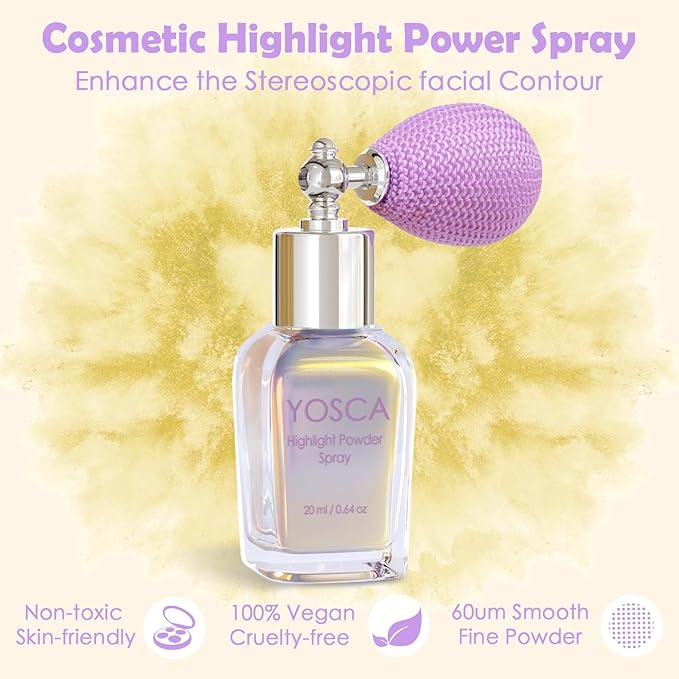Highlighter Powder Spray, 20ML Cosmetic Grade High Gloss Body Shimmer Powder Fairy Dust Highlighter Sparkle Face Makeup Setting Magic Diamond Glitter Spray Shimmer Face Body Skin Hair Clothes-BrightBean Baby