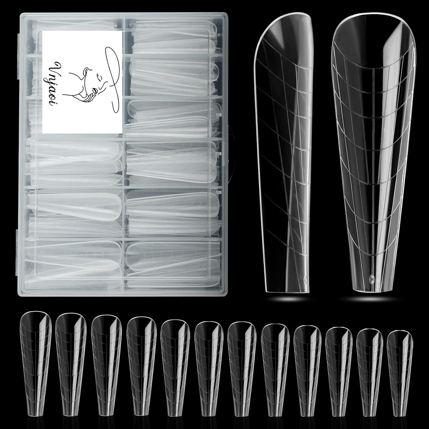 120 Pcs Poly Extension Gel Dual Nail Forms Nail Molds With Scale Builder Coffin Nail for Gel Manicure Nail Art Design Salon DIY at Home (Long Ferrari Dual Nail Forms Set)-BrightBean Baby