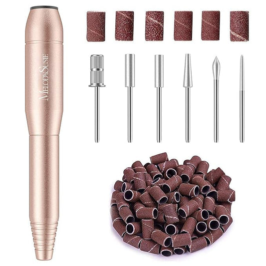 MelodySusie Portable Electric Nail Drill,PC120B Compact Efile Electrical Professional Nail File Kit for Acrylic, Gel Nails, Manicure Pedicure Polishing Shape Tools Design for Home Salon Use, Gold-BrightBean Baby