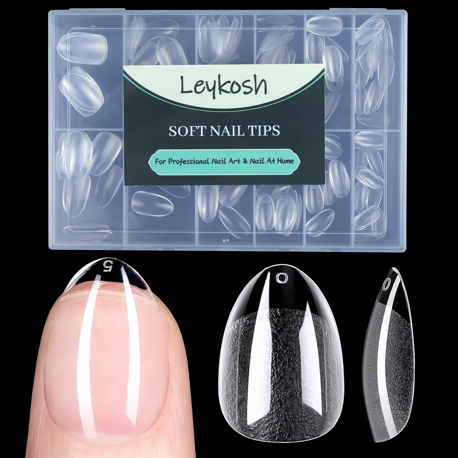 Short Round Oval Nail Tips, 216pcs Acrylic Soft Fake Nails Gel Nail Tips, Full Cover Pre-Shaped Matte Clear Press on Nails for Extension, Diy at Home Manicure 12 Sizes-BrightBean Baby