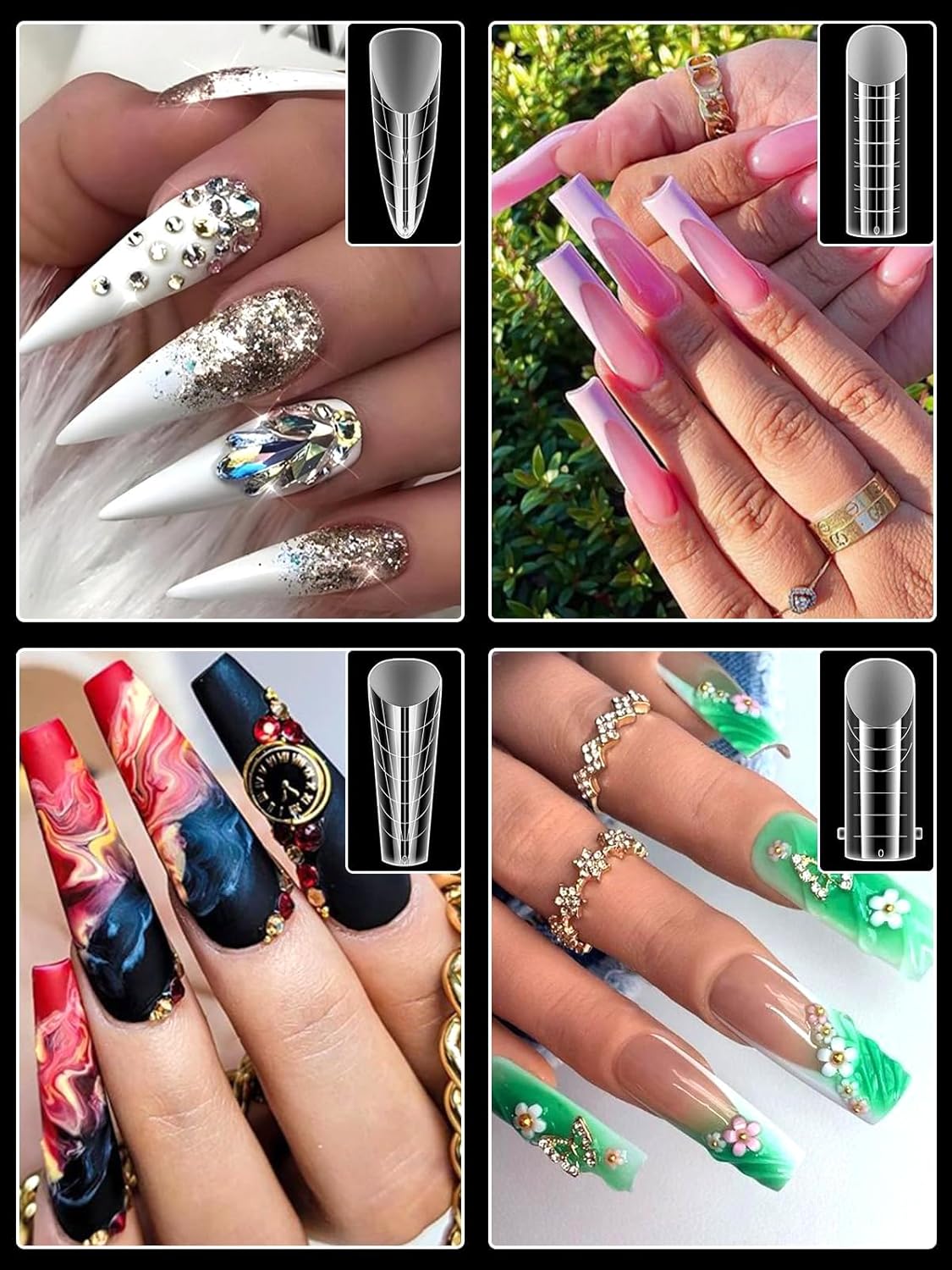 TOROKOM Dual Forms for Poly Nail Gel 288PCS Dual Nail Forms Molds Stiletto Coffin Ballerina Acrylic Nail Tips 12 Shapes for Builder Gel Manicure Nail Art Design Salon DIY at Home-BrightBean Baby