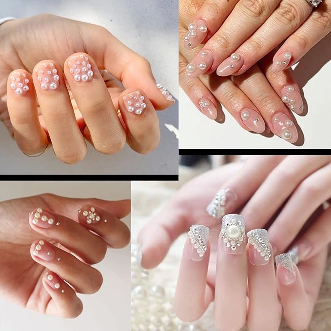 Flat Back Rhinestone+Half Round Pearl Kits Colorful Rhinestones+White+Beige Pearls With Picker Pencil And Tweezer For Home DIY And Professional Use-BrightBean Baby