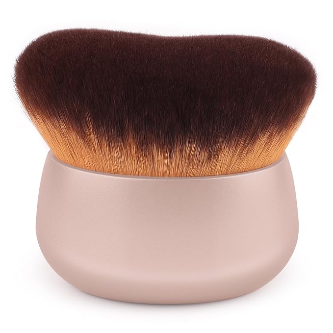 75MM Extra Large Self Tanner Kabuki Makeup Brush – Ultra Soft Dense Vegan Bristles for Body Makeup, Bronzer & Foundation–Applies Tanning Mousse, Lotion & Self Tanner–Khaki, Wet & Dry-BrightBean Baby