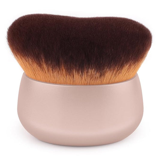 75MM Extra Large Self Tanner Kabuki Makeup Brush – Ultra Soft Dense Vegan Bristles for Body Makeup, Bronzer & Foundation–Applies Tanning Mousse, Lotion & Self Tanner–Khaki, Wet & Dry-BrightBean Baby