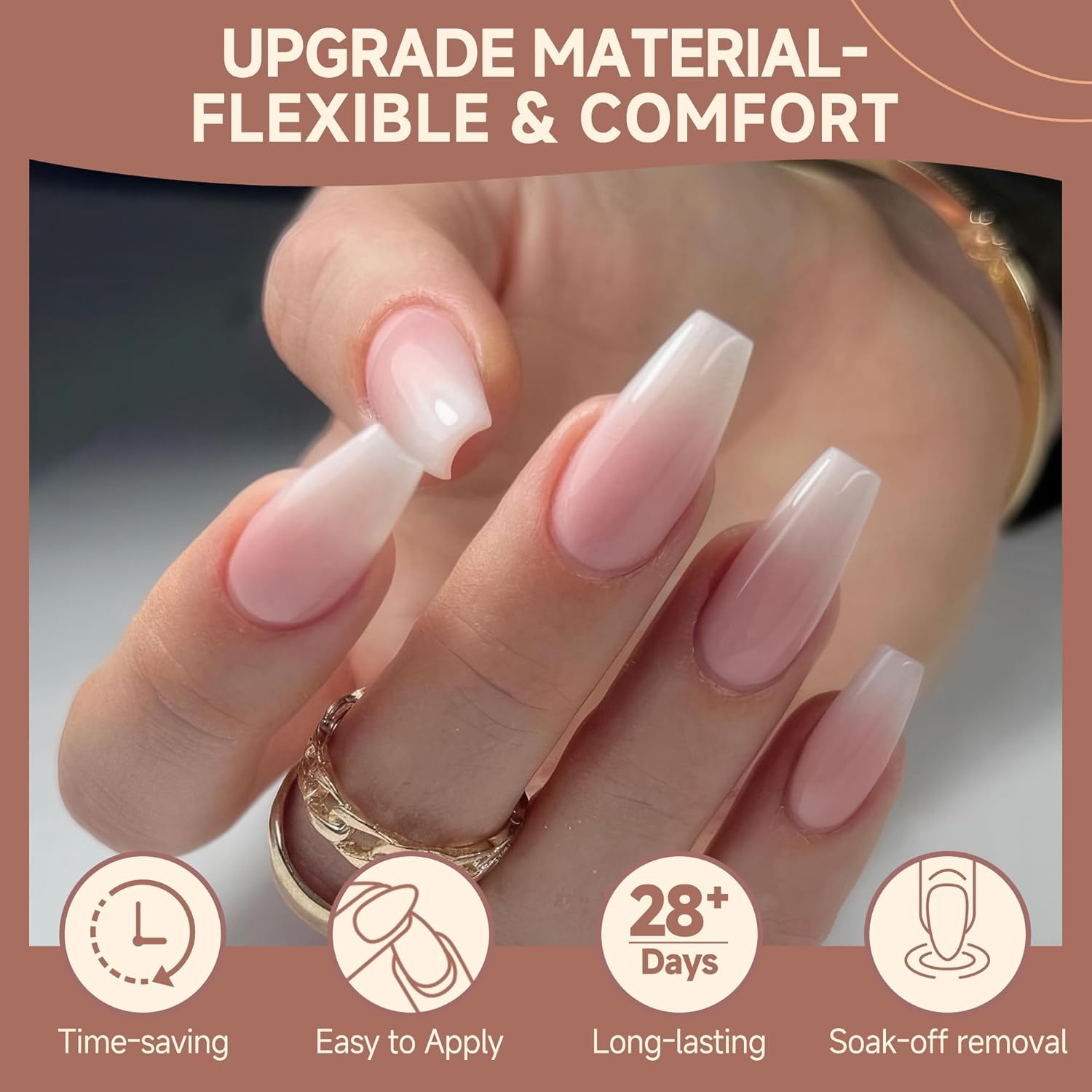UNA GELLA Coffin Nails Tips Medium: Gel Nail Tips Coffin Shape 330pcs Pre-Etched Full Cover Press On Clear Acrylic Fake Nails Extension DIY Salon 15 Sizes-BrightBean Baby