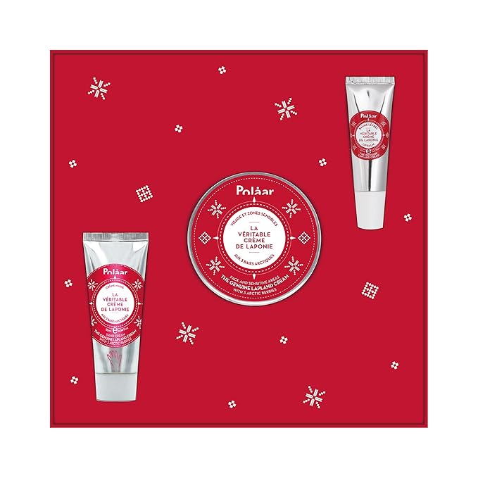 Polåar - The Genuine Lapland Cream with 3 Arctic Berries Gift Set - Hand Cream + Face Cream + Lip Balm - 3 Natural Moisturizing Skin Care - Vegan, Cruelty Free, Made in France-BrightBean Baby
