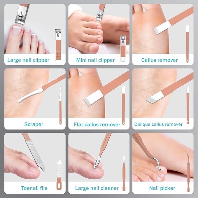 Manicure Set Personal Care, Nail Clipper Kit, Professional Nail Clipper Pedicure Set, Nail Tools with Luxurious Travel Case, Gifts for Men Women Family Friend, 31 Pieces (Pink)-BrightBean Baby