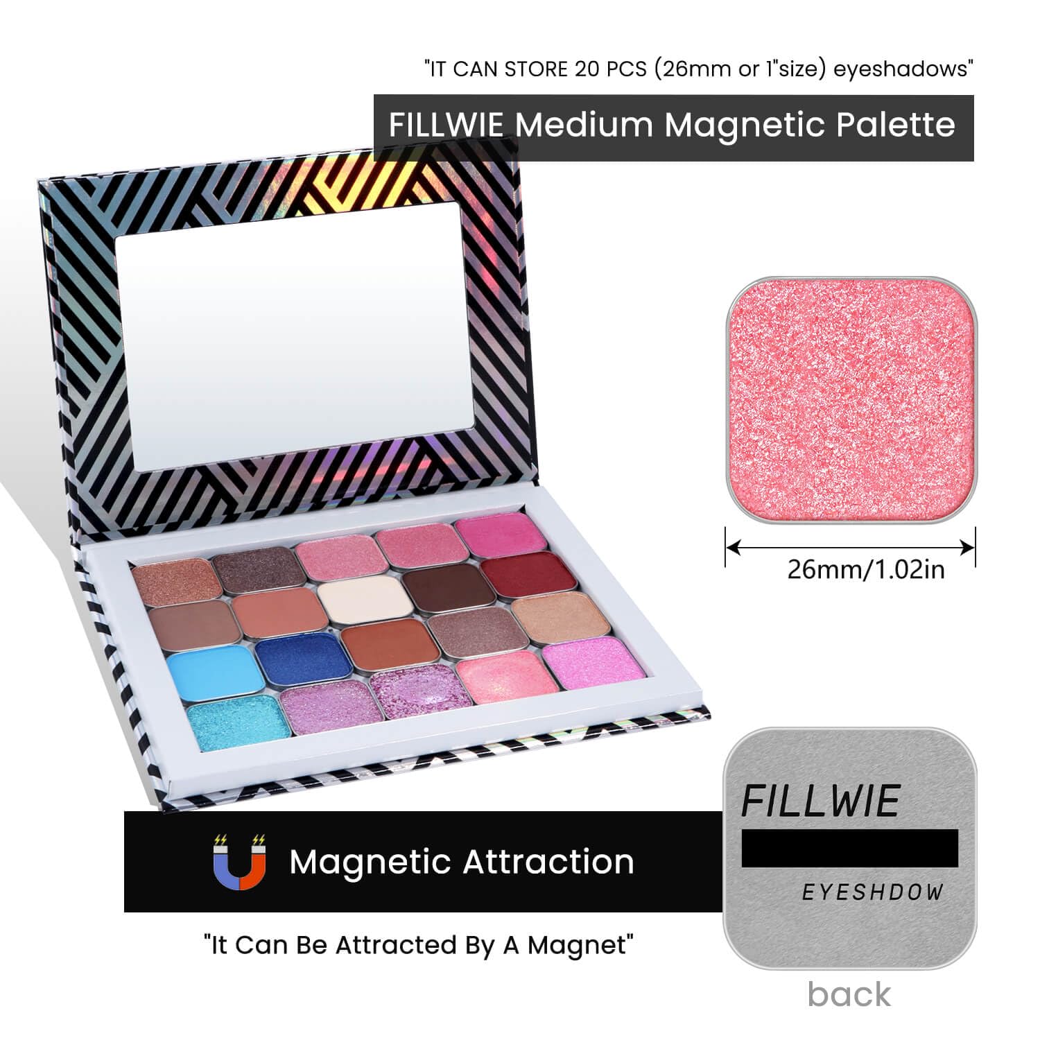 Chameleon Single Eyeshadow – Soft Gold-Pink, Pressed Powder,Square Pan, Fits Magnetic Palettes, High Pigment, Smudge-Proof, Smooth Blend, All-Day Wear (Sunpetal)-BrightBean Baby