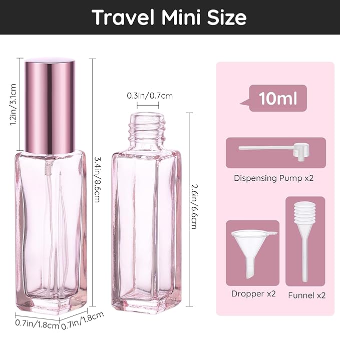 Segbeauty 10ML Refillable Perfume Bottle, 10 Packs Fine Mist Atomizer Sprayer, Empty Glass Spray Bottle Mini Portable Travel Atomizer for Toiletries, Fragrance Scent Pump Dispenser-BrightBean Baby