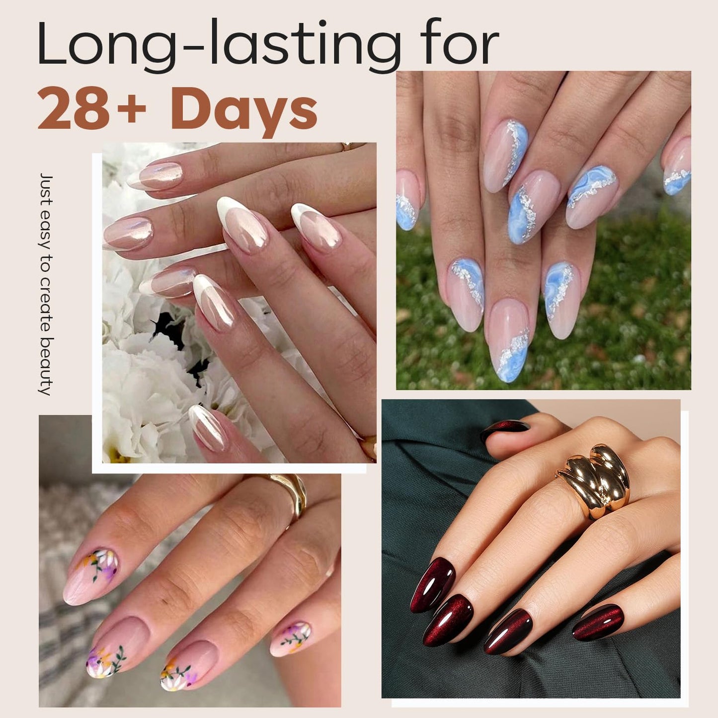 modelones Short Almond Nail Tips, Pre-shaped Soft Gel Tips Fake Nails False Acrylic Clear Full Cover Press on Extension Kit Gel Manicure DIY at Home 216PCS 12Sizes-BrightBean Baby