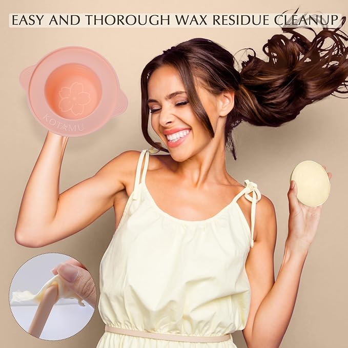 KOTAMU Waxing Kit-Professional Wax Warmer for Women& Men Hair Removal,Black Waxing Machine With Silicone Pot, Sensitive Skin Friendly Body Wax Kit Ideal for Face Bikin Brazilian Leg Home Salon-BrightBean Baby