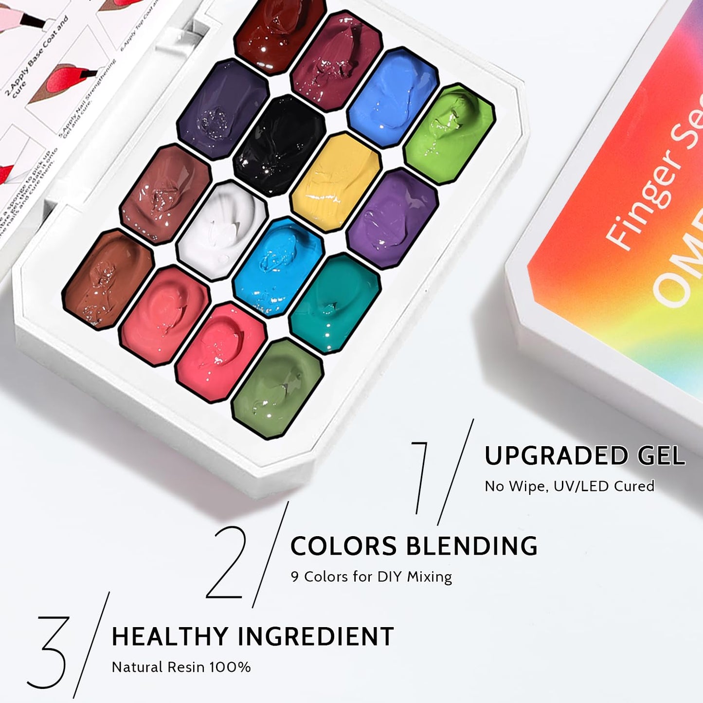 Sponge Pat Paint Nail Gel, Ombre Nails Gradient Gel Nail Blush Blooming Aura Nails Drawing Stripper Floral Painting DIY Nail Art, No Wipe, UV/LED Curing (16 Colors B)-BrightBean Baby