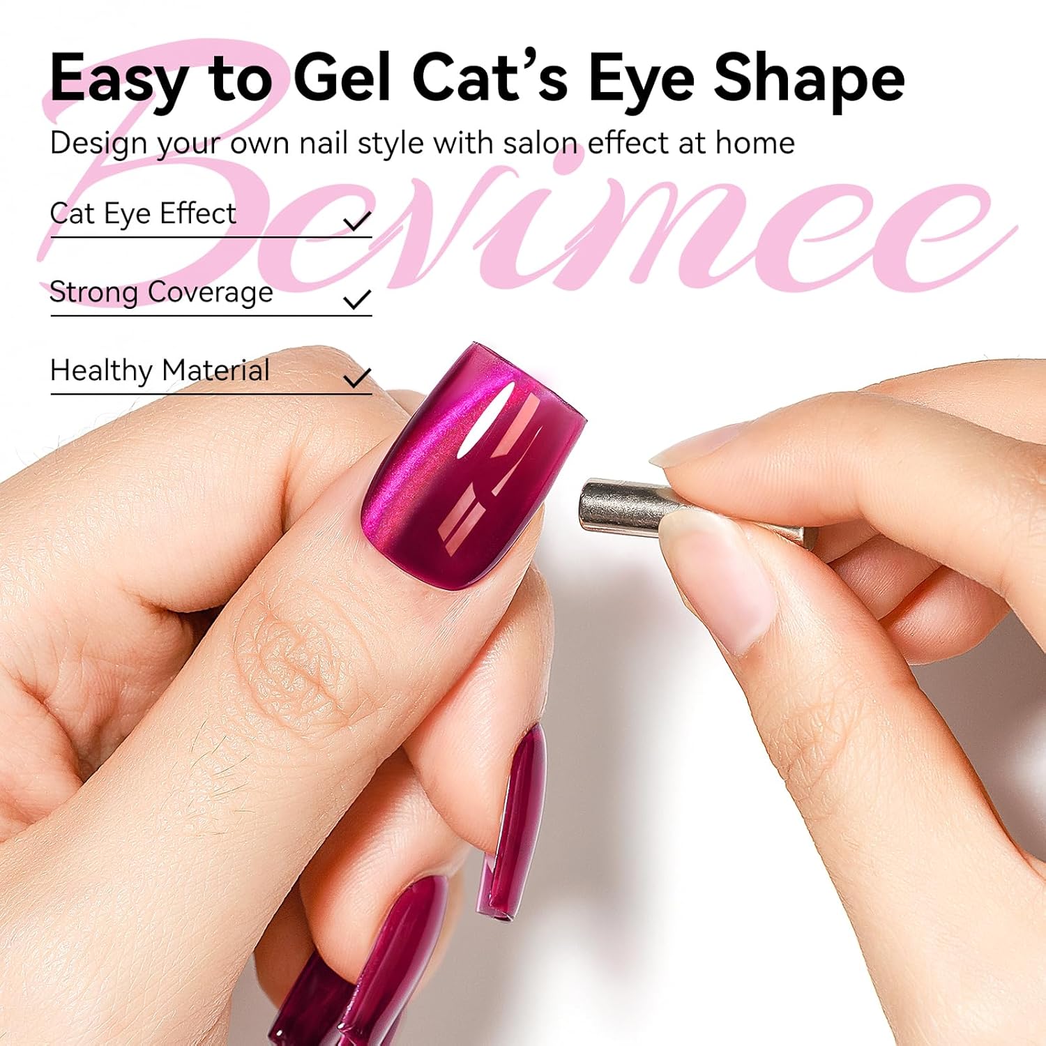 Cat Eye Gel Nail Polish, Magentic Nail Polish With Magnet Red Pink Double Magic Effect, Jelly Color Glitter Shimmer UV Gel Holographic For Salon DIY At Home-BrightBean Baby