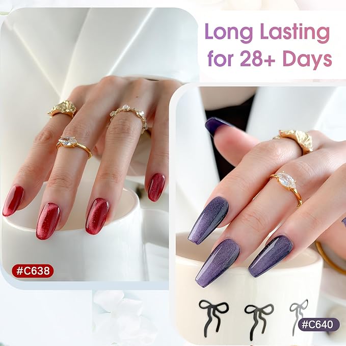 ROSALIND 8PCS Cat Eye Gel Polish with Magnet Stick - Magnetic Cat eye Gel Nail Polish Sparkle Diamond Effect Magic Magnetic Glitter Soak Off Led Nail Art DIY Salon Gifts For Women-BrightBean Baby