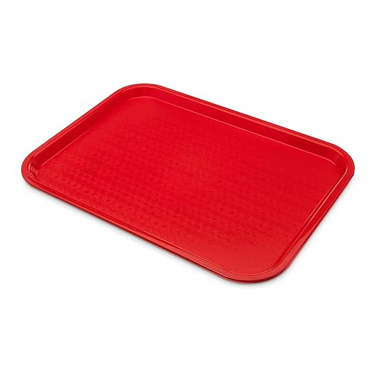 Carlisle FoodService Products CT121605 Cafe Standard Plastic Cafeteria/Fast Food Tray, NSF Certified, BPA Free, 16" Length x 12" Width, Red (Pack of 24)