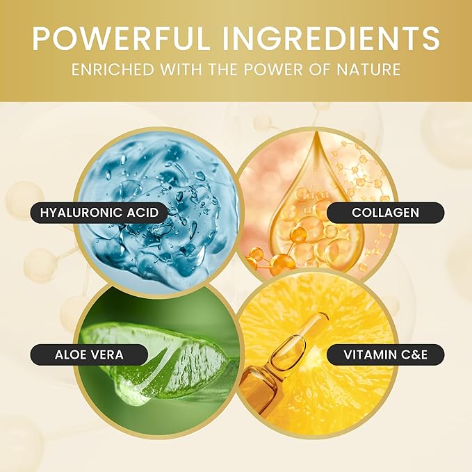 16 Pairs Gold Under Eye Patches with 2 pieces of Lip Mask | Under Eye Mask Dark Circles and Puffiness | Wrinkles Patches with Hydrogel | Collagen Eye Pad-BrightBean Baby