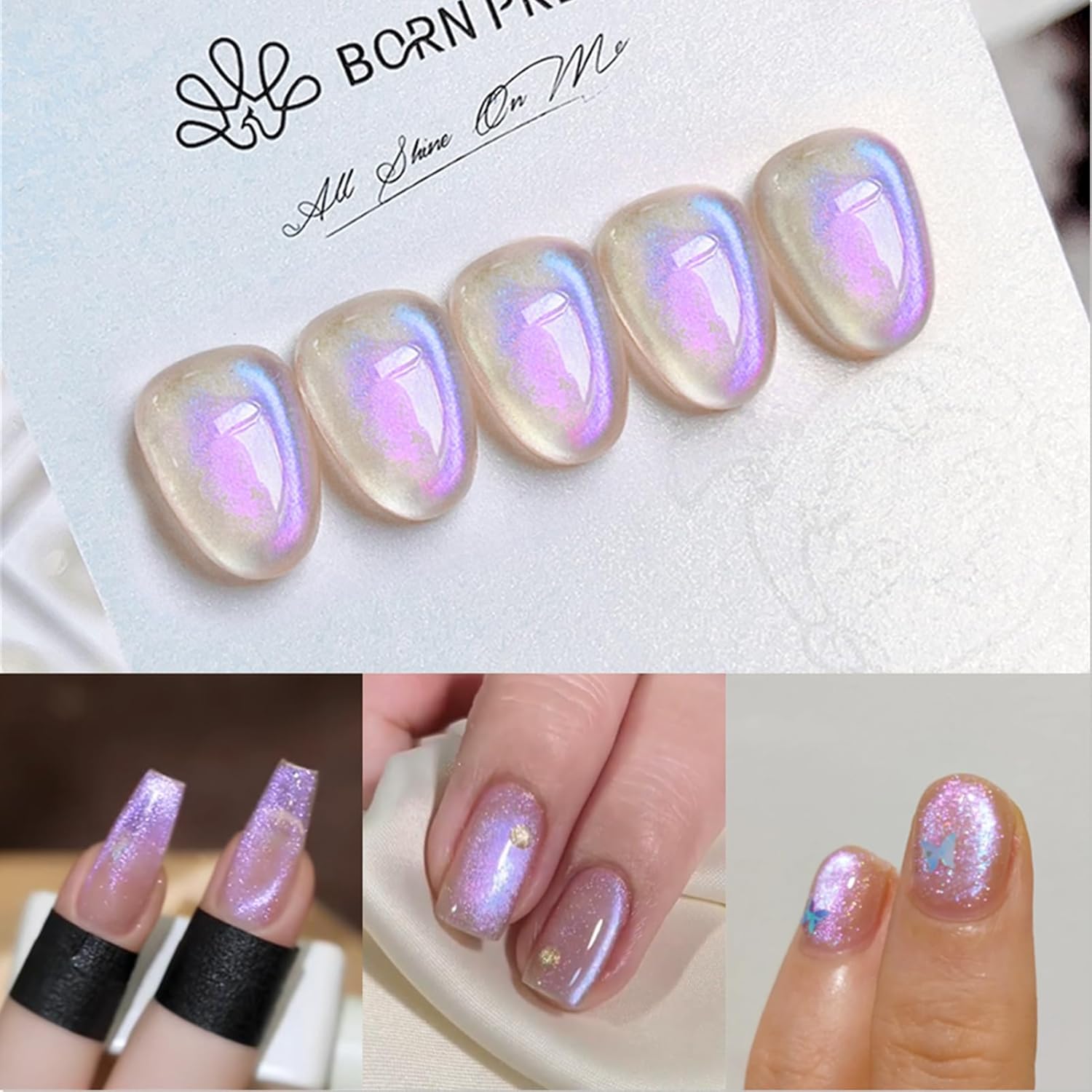 Born Pretty Purple Auroras Cat Magnetic Eye Gel, Fall Winter Mermaid Shiny Effect Soak Off Nail Art Salon Manicure Home Gift 15ml-BrightBean Baby