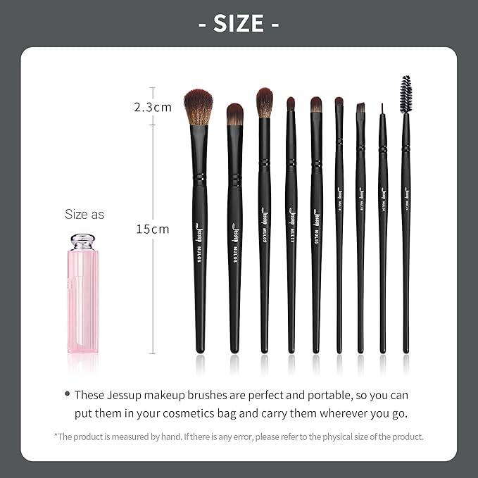 Jessup Eye Brushes Set, Vegan Makeup Brushes with Concealer Powder Eyeshadow Blending Eyeliner Spoolie Brush, 16pcs Premium Synthetic Black Cosmetic Brush T272-BrightBean Baby