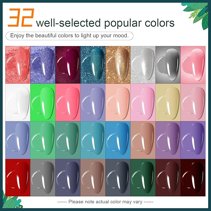 JODSONE 32 Colors Nail Polish Set With U V Light Manicure Nail Tools Nail Art Manicure Salon DIY at Home-BrightBean Baby