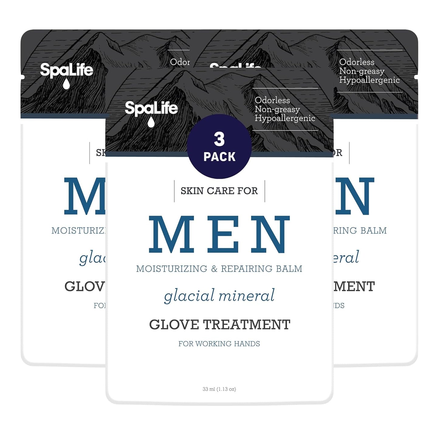 Spa Life Men's Glacial Mineral Moisturizing and Repairing Balm for The Working Hand (Hand Gloves 3 Pack)-BrightBean Baby