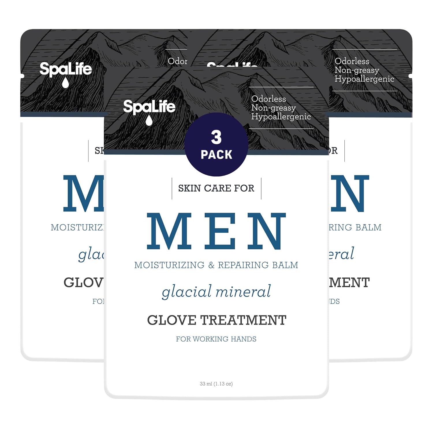 Spa Life Men's Glacial Mineral Moisturizing and Repairing Balm for The Working Hand (Hand Gloves 3 Pack)-BrightBean Baby