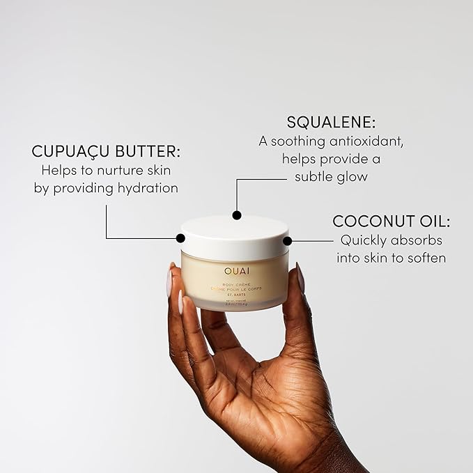 OUAI Body Creme, St. Barts Travel Size - Hydrating Whipped Body Cream with Cupuaçu Butter, Coconut Oil & Squalane - Softens Skin & Delivers Radiant Glow - Sulfate-Free Skin Care (3.4 oz)-BrightBean Baby