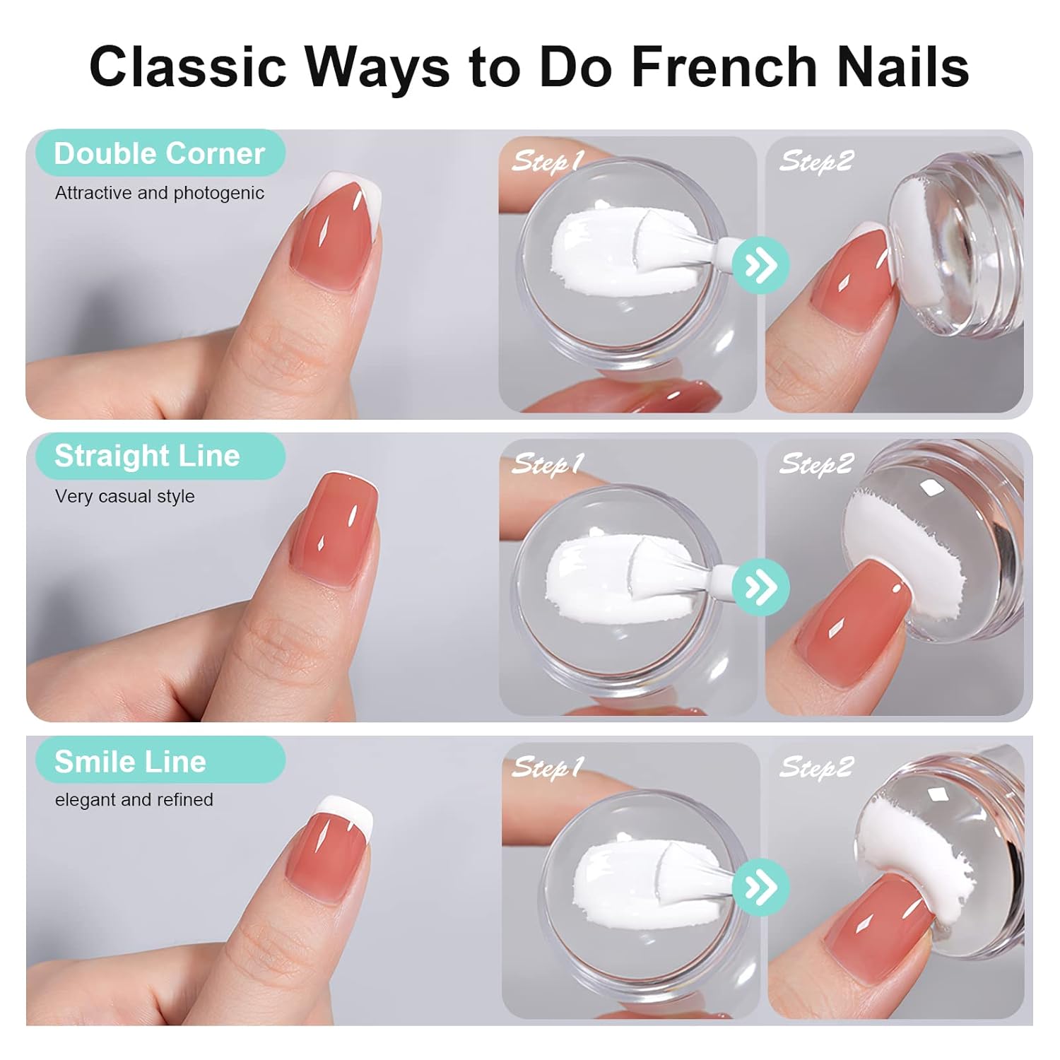 X&D Nail Art Stamper Clear Jelly Nail Art Stamping Transparent Silicone Rubber Nail Polish Stamper with Acrylic Scraper, Spare head Kit for French Tips and Transfer Images-BrightBean Baby