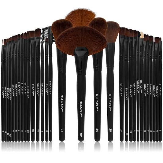 SHANY Makeup Brushes Premium Synthetic Foundation Powder Concealers Eye Shadows Cosmetics Brush Set with Faux Leather Pouch and Instruction sheet, 32 Count-BrightBean Baby
