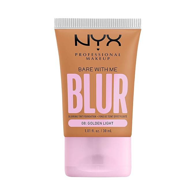 NYX PROFESSIONAL MAKEUP Bare With Me Blur Skin Tint Foundation Make Up with Matcha, Glycerin & Niacinamide - Golden Light-BrightBean Baby