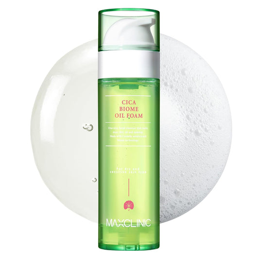 [K-Beauty] Cica Biome Oil to Foam - All-in-One Korean Face Wash OilBased Foaming Facial Cleanser - Deeply Hydrating & Moisturizing Makeup Deep Cleansing Oil for Sensitive Skin (3.88 fl oz)-BrightBean Baby