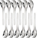 12 Pack Stainless Steel Soup Spoons, Premium Mirror Polished Chinese Dinner Spoons, Heavy Weight Table Spoon with Ergonomic Handle for Bouillon, Ramen, Pho, Wonton, Rice, Dishwasher Safe