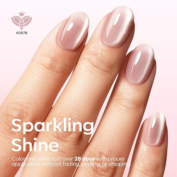 modelones Cat Eye Gel Nail Polish, 6 Colors Nude Gel Polish Pink Glitter Brown with Magnet Sparkle Galaxy Series Nail Polish Kit Soak Off Led Nail Art Manicure Salon DIY Gifts-BrightBean Baby