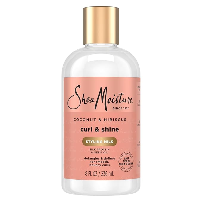 SheaMoisture Curl & Style Milk Coconut & Hibiscus with Silk Protein & Neem Oil for Thick, Defined, Curly Hair Fair Trade, Sulfate-Free 8 oz-BrightBean Baby