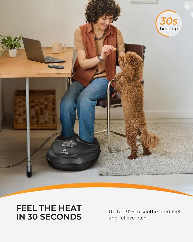 CooCoCo HSA Store Eligible Foot Massager with Heat, Plantar Fasciitis Feet Massager with Remote, Gifts for Women Men Mom Dad, Deep Kneading & Compression, Foot Warmer for Home Office, Fits Size 14-BrightBean Baby