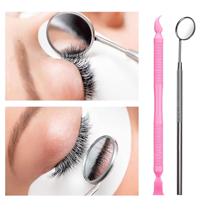 Libeauty Pink Eyelash Lift Tool, Lash Extension Supplies Metal Makeup Mirror, Lash Lifting Applicator Brush Needle for Salon or Home Use-BrightBean Baby