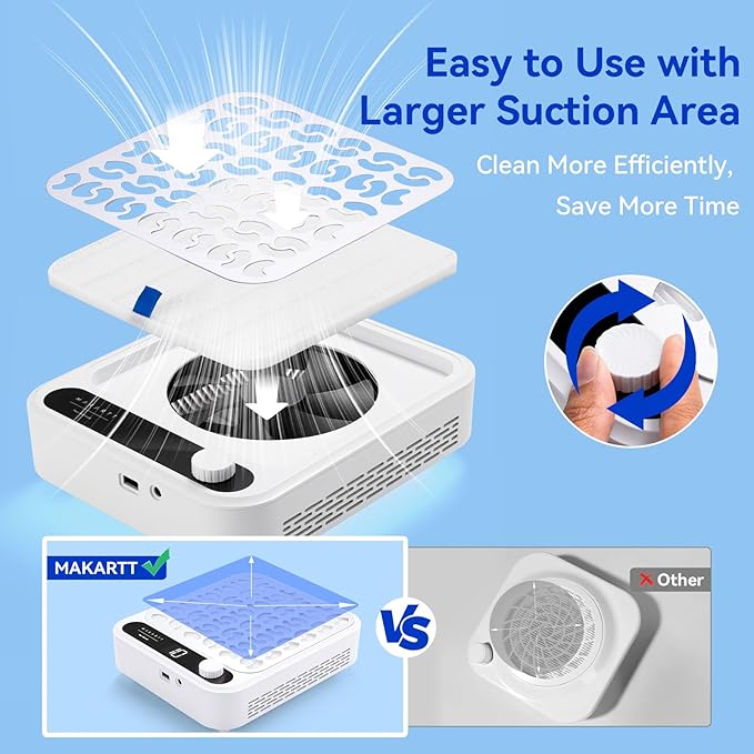 Makartt Nail Dust Collector - Professional Powerful Suction Larina Dust Collector Nail Tech LED Display, Adjustable Speed Reusable Filter, Strainer Panel for Acrylic Nail Polishing Manicure Salon Home-BrightBean Baby